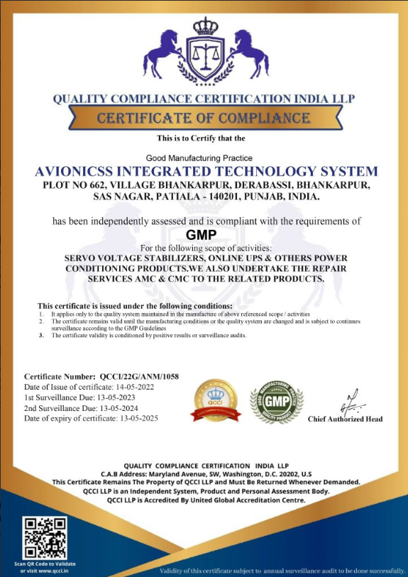 GMP Good Manufacturing Practice certificate